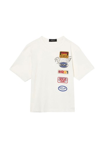 Replay BIJELA MAJICA S LOGOTIP ZAKRPAMA ZA DJEČAKE - 1