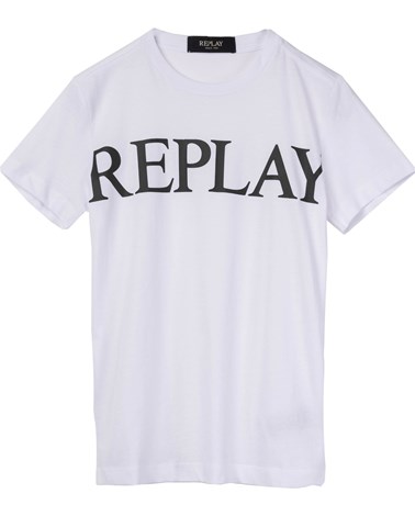 Replay bijela majica s crnim maxi natpisom replay za dječake