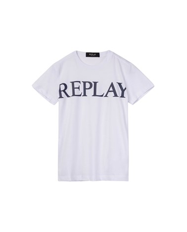 Replay bijela majica s plavim maxi natpisom replay za dječake