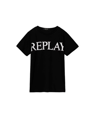 Replay crna majica s maxi natpisom replay za dječake