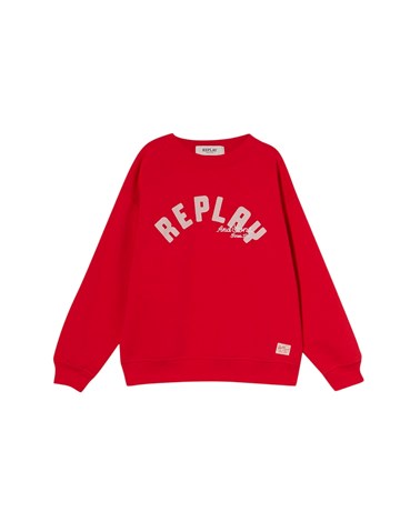 Replay crveni sweatshirt s natpisom i vezom