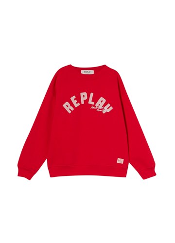Replay CRVENI SWEATSHIRT S NATPISOM I VEZOM  - 1