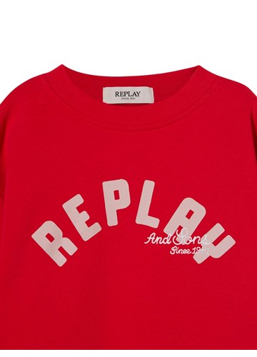 Replay CRVENI SWEATSHIRT S NATPISOM I VEZOM  - 3