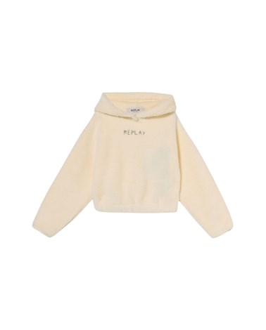 Replay bijeli sweatshirt s kapuljačom od umjetne vune za djevojčice