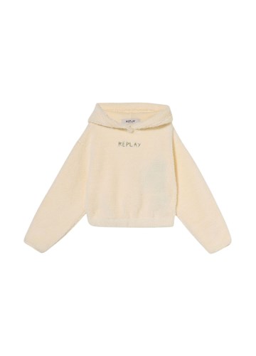 Replay BIJELI SWEATSHIRT S KAPULJAČOM OD UMJETNE VUNE ZA DJEVOJČICE - 1