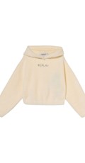 BIJELI SWEATSHIRT S KAPULJAČOM OD UMJETNE VUNE ZA DJEVOJČICE - 1