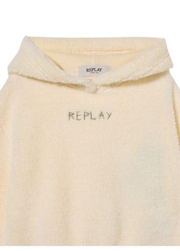 Replay BIJELI SWEATSHIRT S KAPULJAČOM OD UMJETNE VUNE ZA DJEVOJČICE - 3