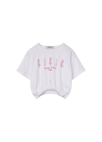 Replay BIJELA CROPPED MAJICA S HAWAII STYLE PRINTOM ZA DJEVOJČICE - 1