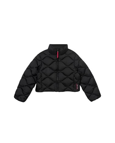 Replay crna cropped jakna s prošivenim detaljima za djevojčice