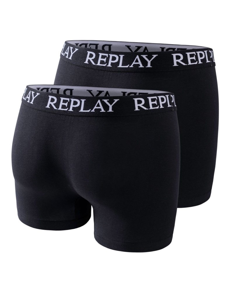 Replay MUŠKE CRNE BOKSERICE S CRNOM GUMOM, PAKET 2 KOM - 2