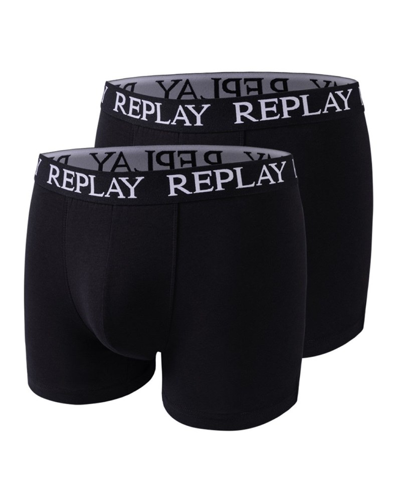 Replay MUŠKE CRNE BOKSERICE S CRNOM GUMOM, PAKET 2 KOM - 1