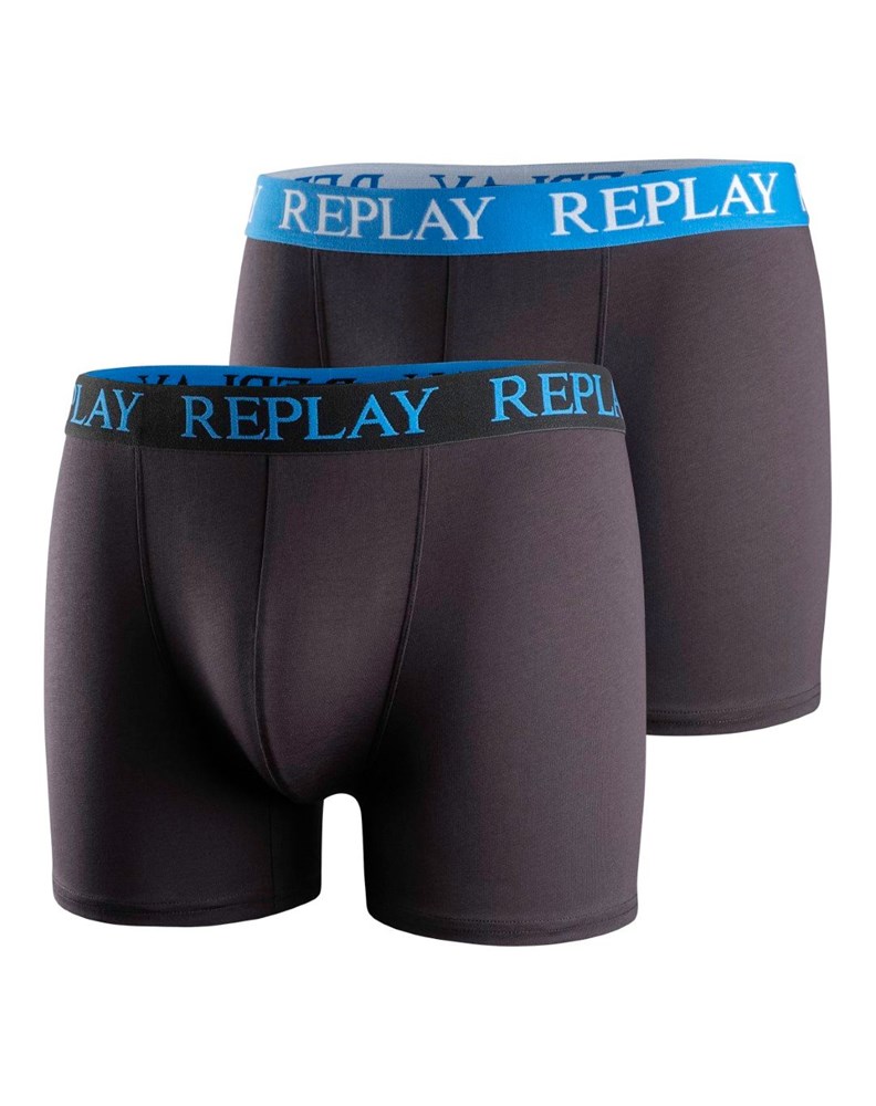 Replay MUŠKE CRNE BOKSERICE S PLAVOM GUMOM, PAKET 2 KOM - 1