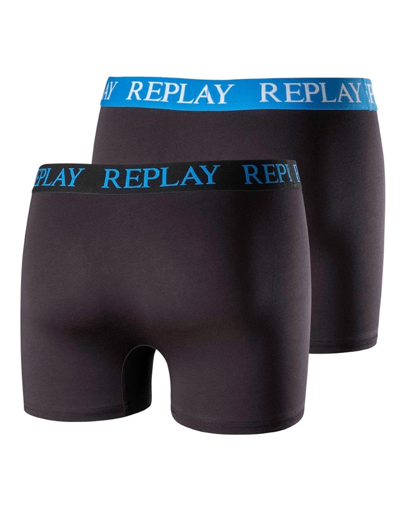 Replay MUŠKE CRNE BOKSERICE S PLAVOM GUMOM, PAKET 2 KOM - 2