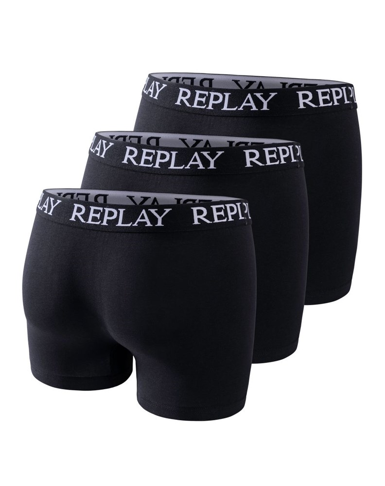 Replay MUŠKE CRNE JEDNOBOJNE BOKSERICE, PAKET 3 KOM - 4