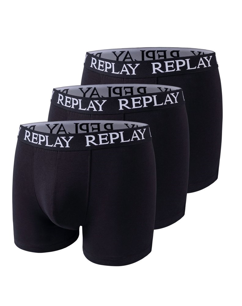 Replay MUŠKE CRNE JEDNOBOJNE BOKSERICE, PAKET 3 KOM - 1
