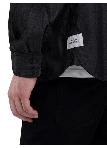 Replay SARTORIALE KOŠULJA OD CRNOG TRAPERA - 5