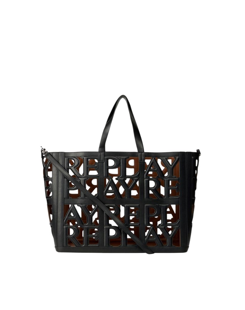 Replay CRNA SHOPPER TORBA S PERFORIRANIM LOGOTIPOM I UNUTRAŠNJOM TORBICOM - 1