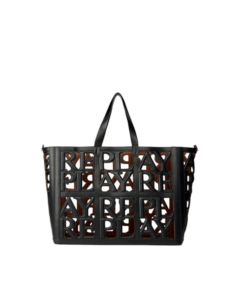 Replay CRNA SHOPPER TORBA S PERFORIRANIM LOGOTIPOM I UNUTRAŠNJOM TORBICOM - 2
