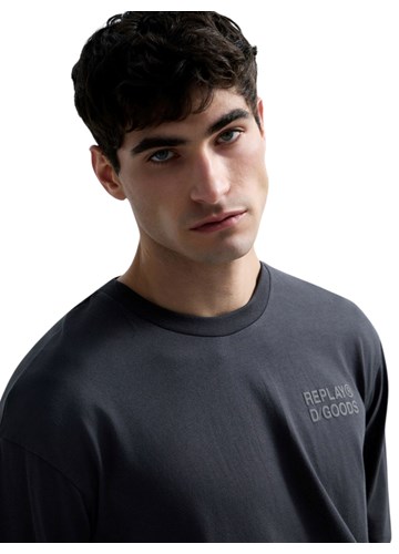 Replay SIVA MAJICA OPUŠTENOG KROJA S TEKSTUALNIM PRINTOM - 5