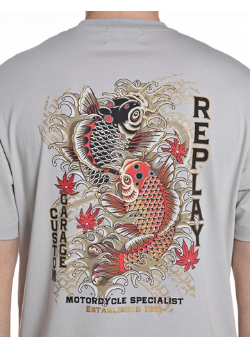 Replay SIVA PAMUČNA MAJICA S PRINTOM ZMAJA NA LEĐIMA - 6