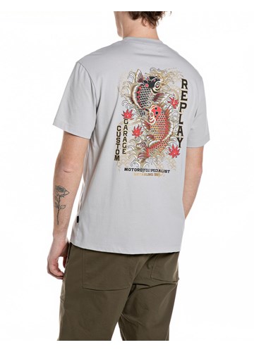 Replay SIVA PAMUČNA MAJICA S PRINTOM ZMAJA NA LEĐIMA - 2