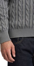 SIVI PAMUČNI PULOVER S PLETENIM DETALJIMA - 7