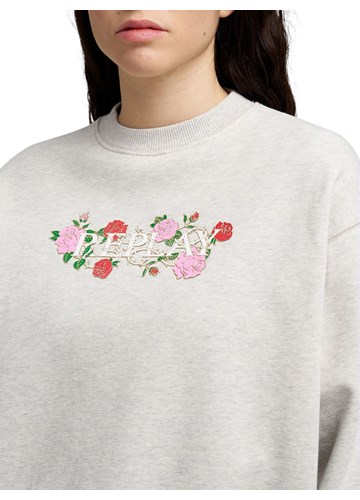 Replay SIVI SWEATSHIRT S LOGOM I PRINTOM RUŽA - 5