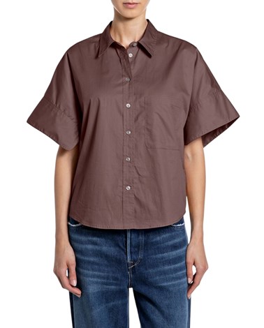 Replay smeđa pamučna košulja sa širim rukavima