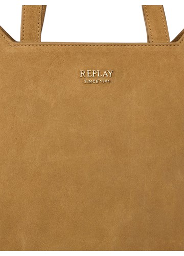 Replay SMEĐA SHOPPER TORBA OD BRUŠENE KOŽE - 5