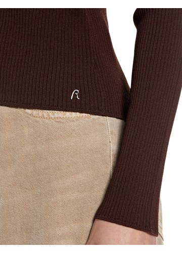 Replay SMEĐI PULOVER S DETALJEM OKO VRATA - 5