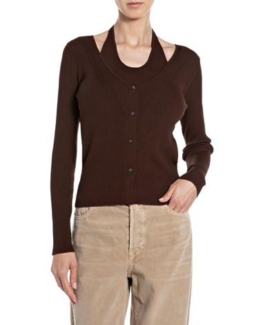 Replay smeđi pulover s detaljem oko vrata