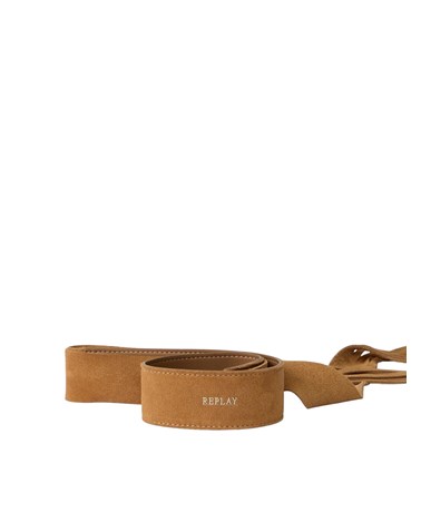 Replay smeđi remen od brušene kože s resicama