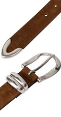 SMEĐI REMEN OD BRUŠENE KOŽE S METALNIM OMČAMA - 2