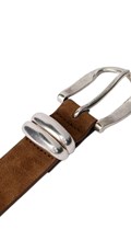 SMEĐI REMEN OD BRUŠENE KOŽE S METALNIM OMČAMA - 3