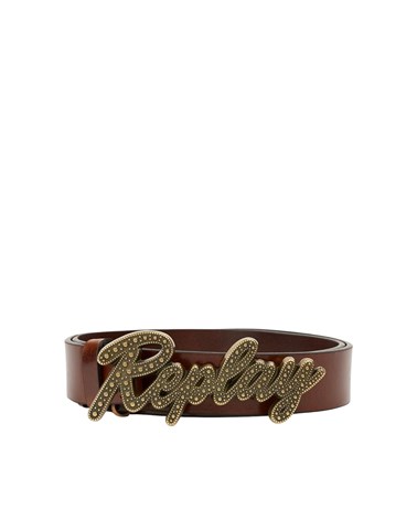 Replay smeđi remen s kopčom u obliku logotipa