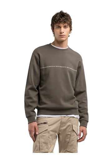 Replay SMEĐI SWEATSHIRT REGULARNOG KROJA S MINI NATPISOM - 3
