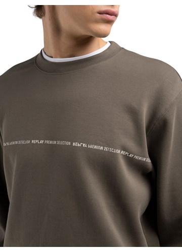 Replay SMEĐI SWEATSHIRT REGULARNOG KROJA S MINI NATPISOM - 4
