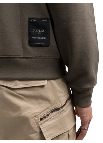Replay SMEĐI SWEATSHIRT REGULARNOG KROJA S MINI NATPISOM - 5