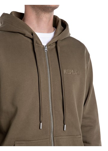 Replay SMEĐI SWEATSHIRT S KAPULJAČOM I IZVEZENIM LOGOM - 3