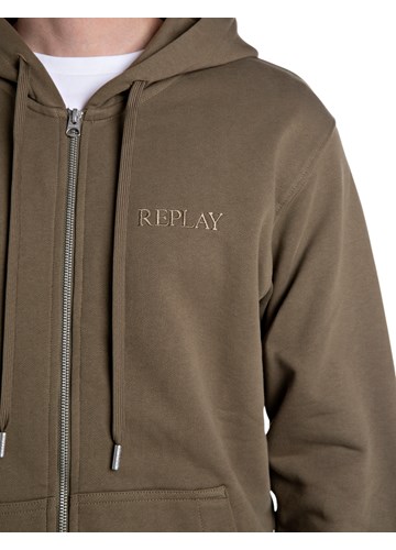 Replay SMEĐI SWEATSHIRT S KAPULJAČOM I IZVEZENIM LOGOM - 4
