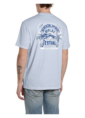 Replay SVJETLOPLAVA MAJICA OPUŠTENOG KROJA S PRINTOM U BOJI - 2