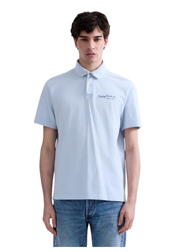 Replay SVJETLOPLAVA PAMUČNA POLO MAJICA S IZVEZENIM LOGOM - 3