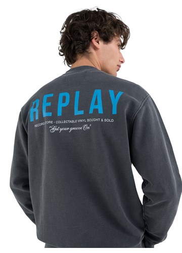 Replay SWEATSHIRT S PLAVIM MAXI PRINTOM  - 2
