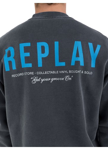 Replay SWEATSHIRT S PLAVIM MAXI PRINTOM  - 5