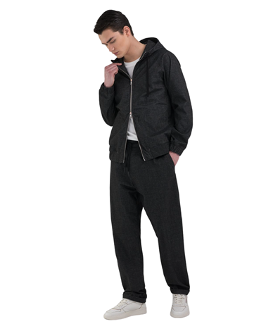 Replay tamno sivi sartoriale hoodie s dvostrukim zatvaračem