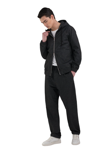 Replay TAMNO SIVI SARTORIALE HOODIE S DVOSTRUKIM ZATVARAČEM - 1