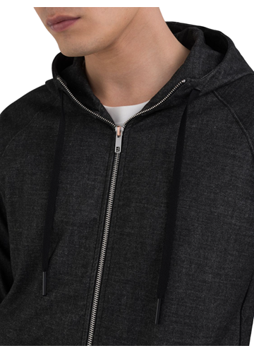 Replay TAMNO SIVI SARTORIALE HOODIE S DVOSTRUKIM ZATVARAČEM - 4