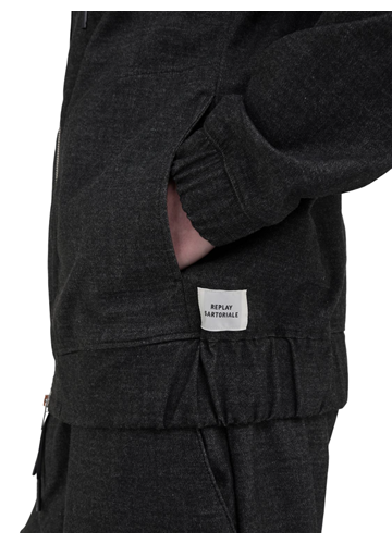 Replay TAMNO SIVI SARTORIALE HOODIE S DVOSTRUKIM ZATVARAČEM - 6