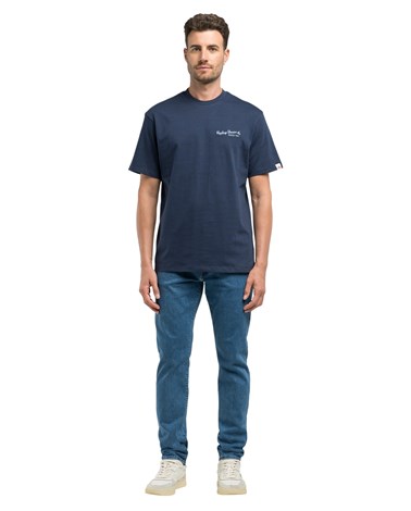 Replay tamnoplava majica od češljanog pamuka s izvezenim detaljem