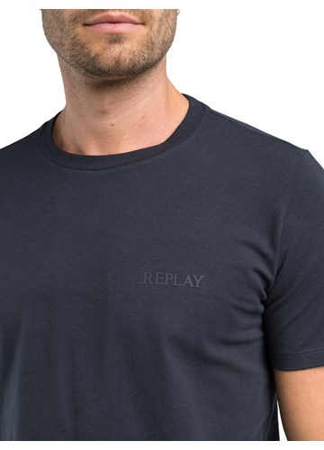 Replay TAMNOPLAVA BASIC MAJICA KRATKIH RUKAVA S MINI REPLAY NATPISOM - 3